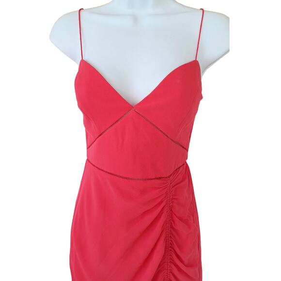 NWT Nicholas Georgette Drawstring Maxi Midi Dress in Hot Coral Size 2 Prom - Picture 5 of 16